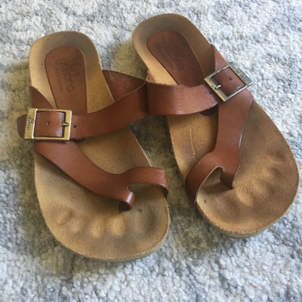 Yokono leather sandal 6.5 EUC cognac